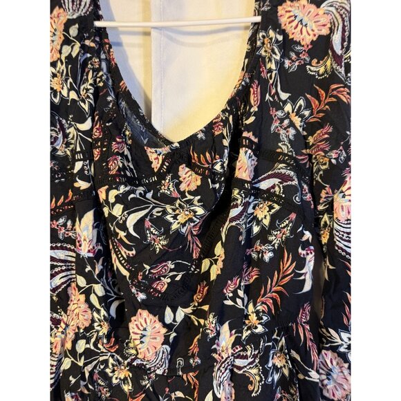 Romper Shorts Jumper Jumpsuit Womens Plus XXL 2X Boho Hippie Cottagecore Navy - Picture 2 of 3